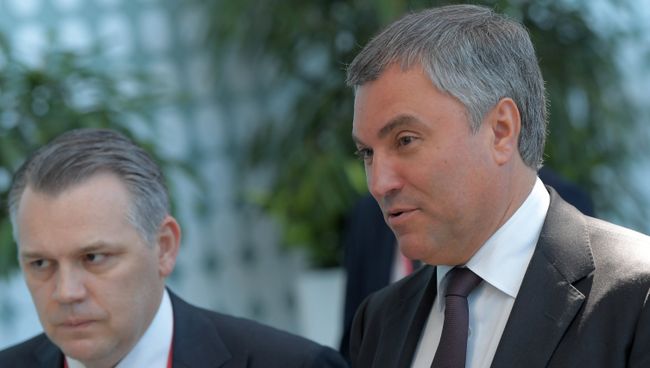 Председатель Государственной Думы РФ Вячеслав Володин на Петербургском международном экономическом форуме. 25 мая 2018