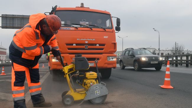 Ремонт дороги в Москве