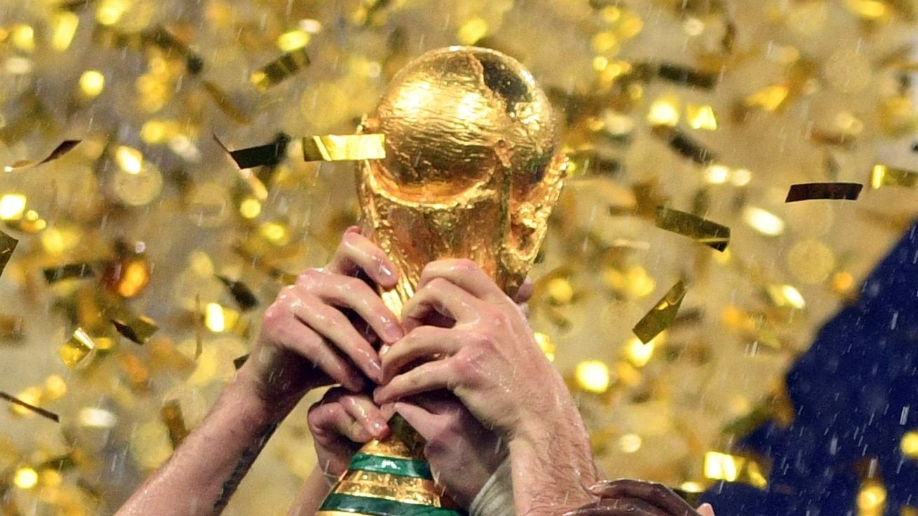 Кубок чемпионата мира по футболу 2018 в руках игроков сборной Франции Кубок чемпионата мира по футболу 2018 в руках игроков сборной Франции - РИА Новости, 1920, 30.11.2022