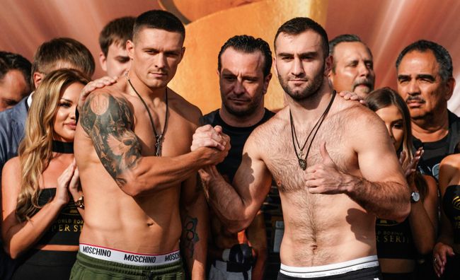 Слева направо: Александр Усик (Украина) и Мурат Гассиев (Россия) Слева направо: Александр Усик (Украина) и Мурат Гассиев (Россия)