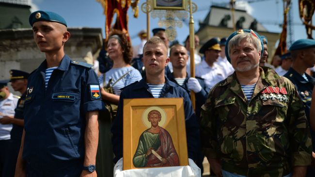 Участники празднования 86-й годовщины со дня образования ВДВ в Москве Участники празднования 86-й годовщины со дня образования ВДВ в Москве
