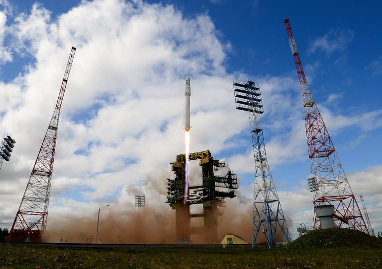 Ракета космического назначения легкого класса Ангара-1.2ПП во время старта на космодроме Плесецк