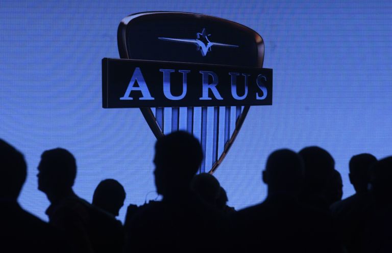 Журналисты на презентации автомобиля Aurus Senat на Московском международном автомобильном салоне 2018