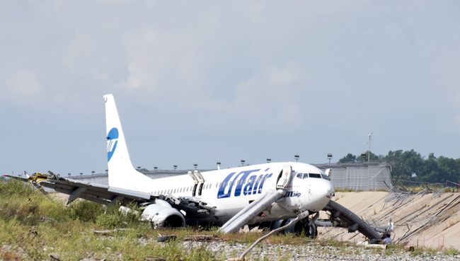Самолет Boeing 737-800 авиакомпании Utair, выкатившийся за пределы взлетно-посадочной полосы в Сочи Самолет Boeing 737-800 авиакомпании Utair, выкатившийся за пределы взлетно-посадочной полосы в Сочи