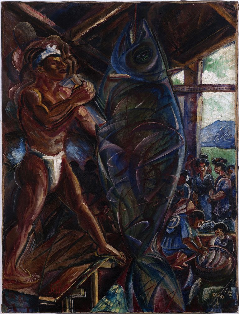 Японец, разделывающий тунца. 1922