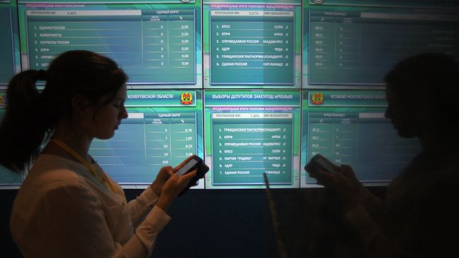 Работа информационного центра ЦИК РФ. Архивное фото Работа информационного центра ЦИК РФ. Архивное фото