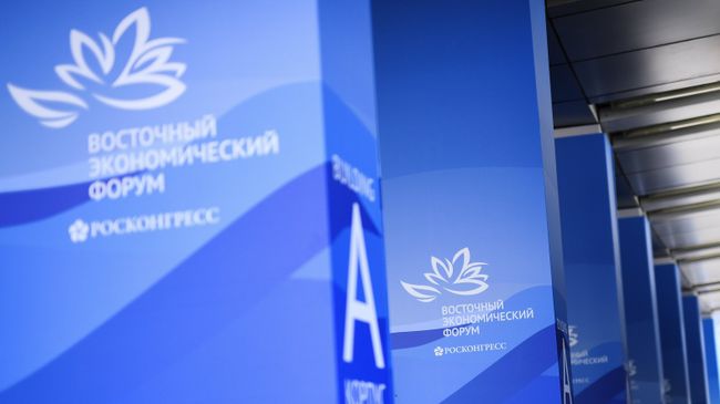Логотипы ВЭФ на площадке IV Восточного экономического форума во Владивостоке