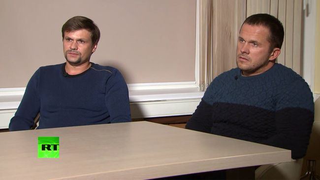 Александр Петров и Руслан Боширов во время интервью с главным редактором МИА Россия сегодня и телеканала RT Маргаритой Симоньян
