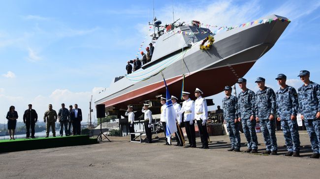 Спуск на воду катера Кентавр ВМС Украины Спуск на воду катера Кентавр ВМС Украины