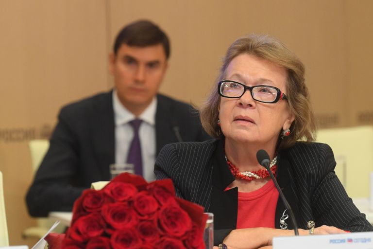 Сопредседатель Зиновьевского клуба МИА Россия сегодня Ольга Зиновьева во время пресс-конференции в Международном мультимедийном пресс-центре МИА Россия сегодня