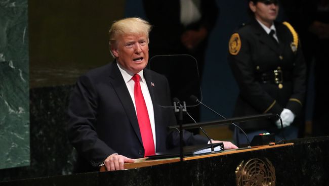 Президент США Дональд Трамп на открытии Генеральной ассамблеи в Нью-Йорке Президент США Дональд Трамп на открытии Генеральной ассамблеи в Нью-Йорке