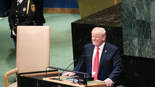 Президент США Дональд Трамп выступает на Генеральной Ассамблее Организации Объединенных Наций в Нью-Йорке Президент США Дональд Трамп выступает на Генеральной Ассамблее Организации Объединенных Наций в Нью-Йорке