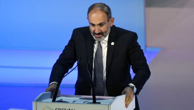 Премьер-министр Армении Никол Пашинян на 17-м саммите Международной организации франкофонии в Ереване. 11 октября 2018
