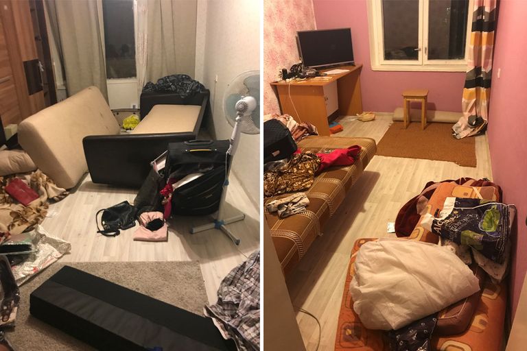 Квартира нигериек после обыска Квартира нигериек после обыска