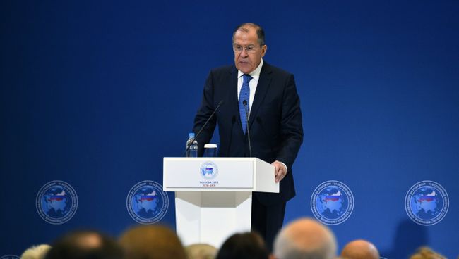 Министр иностранных дел РФ Сергей Лавров выступает на VI Всемирном конгрессе российских соотечественников, проживающих за рубежом Министр иностранных дел РФ Сергей Лавров выступает на VI Всемирном конгрессе российских соотечественников, проживающих за рубежом