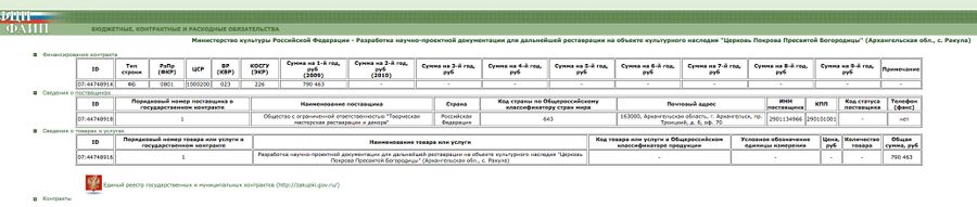 Разработка научно-проектной документации для дальнейшей реставрации на объекте культурного наследия Церковь Покрова Пресвятой Богородицы (Архангельская обл., с. Ракула)