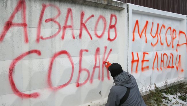Участник акции за отставку главы МВД Украины Арсена Авакова в Киеве. 17 ноября 2018