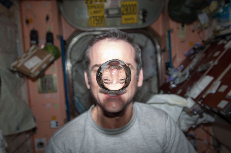 Астронавт Кристофер Хэдфилд демонстрирует водяной пузырь в невесомости на МКС. 2013 год Астронавт Кристофер Хэдфилд демонстрирует водяной пузырь в невесомости на МКС. 2013 год