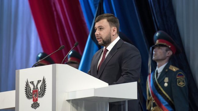 Избранный глава Донецкой народной республики Денис Пушилин на церемонии инаугурации в Донецке. 20 ноября 2018
