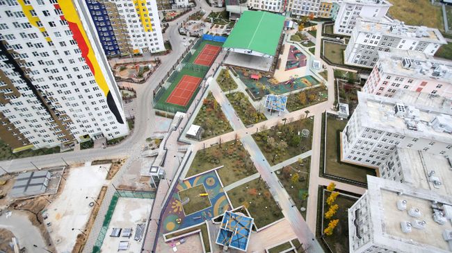 Дворы жилого комплекса в Красногорске. Архивное фото Дворы жилого комплекса в Красногорске. Архивное фото