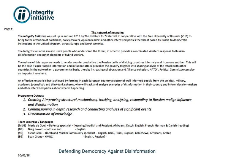 Скриншот документа о России от британского проекта The Integrity Initiative Скриншот документа о России от британского проекта The Integrity Initiative