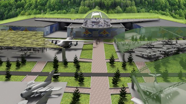 Макет в 3D-компьютерной графике Центрального музея ВКС в парке Патриот