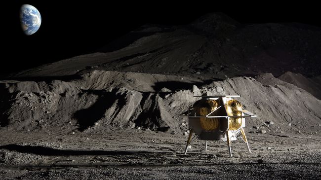 Посадочный модуль компании Astrobotic Technology на поверхности Луны Посадочный модуль компании Astrobotic Technology на поверхности Луны