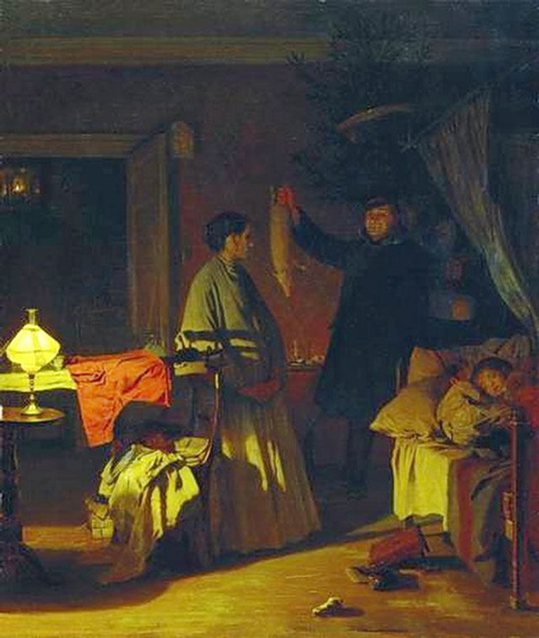 Картина А. И. Корзухина Канун Рождества, 1869 год Картина А. И. Корзухина Канун Рождества, 1869 год