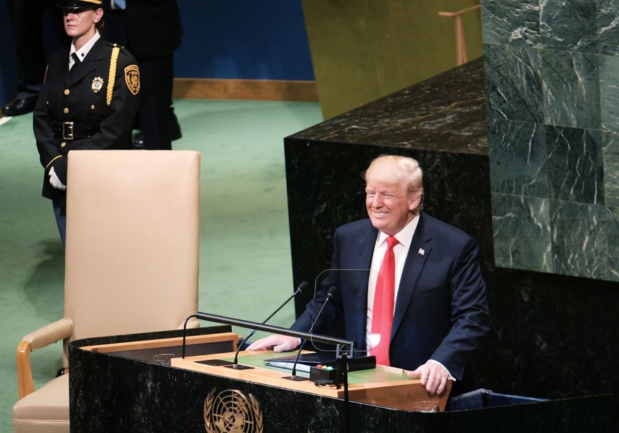 Президент США Дональд Трамп выступает на Генеральной Ассамблее Организации Объединенных Наций в Нью-Йорке Президент США Дональд Трамп выступает на Генеральной Ассамблее Организации Объединенных Наций в Нью-Йорке
