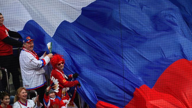 Болельщики сборной России во время матча