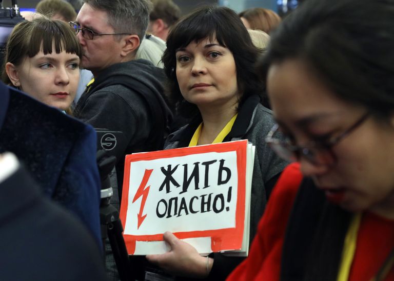 Журналисты перед началом ежегодной большой пресс-конференции президента РФ Владимира Путина в Центре международной торговли на Красной Пресне. 20 декабря 2018