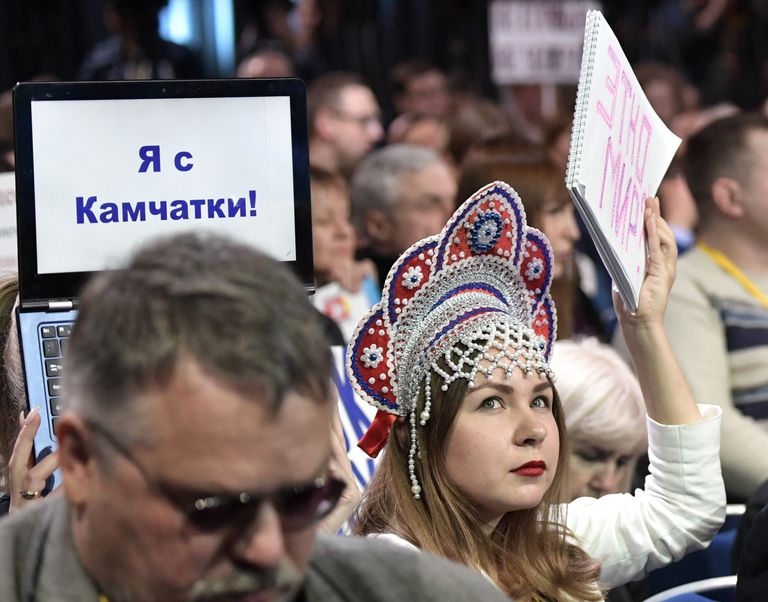 Журналисты во время ежегодной большой пресс-конференции президента РФ Владимира Путина Журналисты во время ежегодной большой пресс-конференции президента РФ Владимира Путина