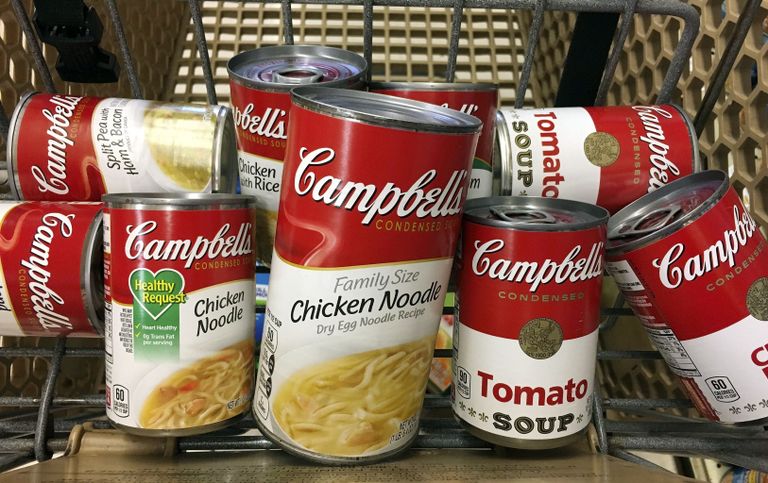 Корзина с супaми Campbells в одном из супермаркетов штата Феникс, США