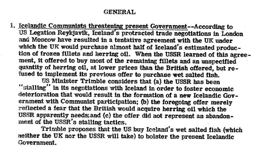 Фрагмент сводки донесений разведки США от 31 апреля 1947 года Фрагмент сводки донесений разведки США от 31 апреля 1947 года
