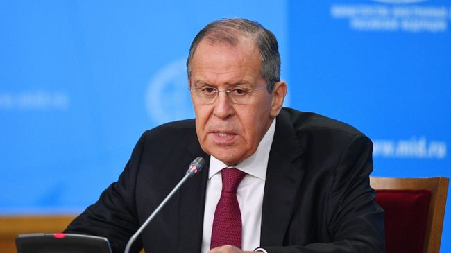 Министр иностранных дел РФ Сергей Лавров на пресс-конференции в Москве
