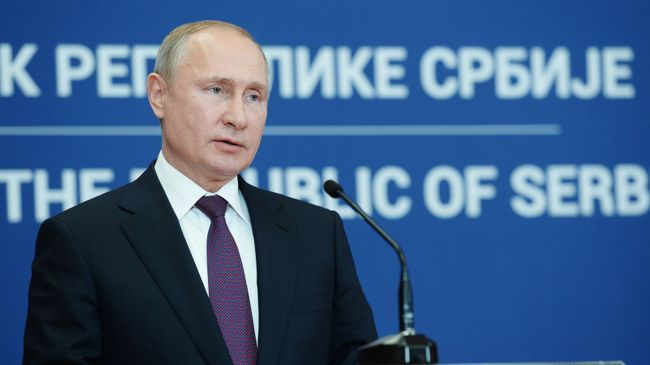 Президент РФ Владимир Путин на совместной с президентом Республики Сербии Александром Вучичем пресс-конференции. 17 января 2019 Президент РФ Владимир Путин на совместной с президентом Республики Сербии Александром Вучичем пресс-конференции. 17 января 2019