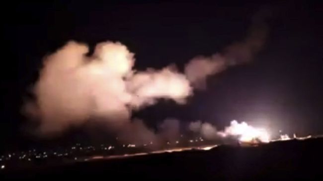 Ракетный обстрел Израильской авиацией района вблизи Дамаска Ракетный обстрел Израильской авиацией района вблизи Дамаска