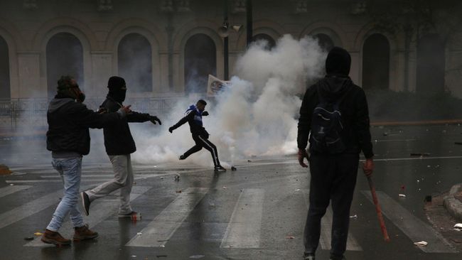 Акция в Афинах против соглашения Греции и Македонии. 20 января 2019
