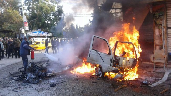 Взрыв заминированного автомобиля в Латакии Взрыв заминированного автомобиля в Латакии