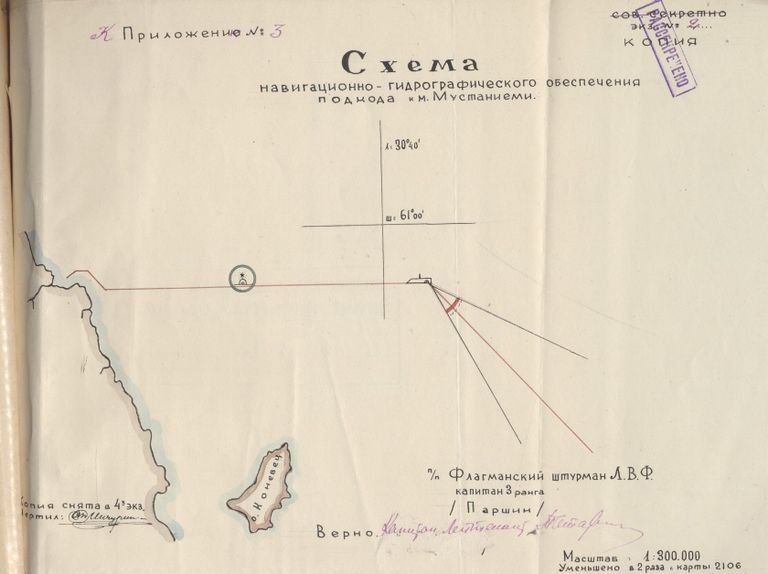 Схема навигационно-гидрографического обеспечения подхода к м. Мустаниеми