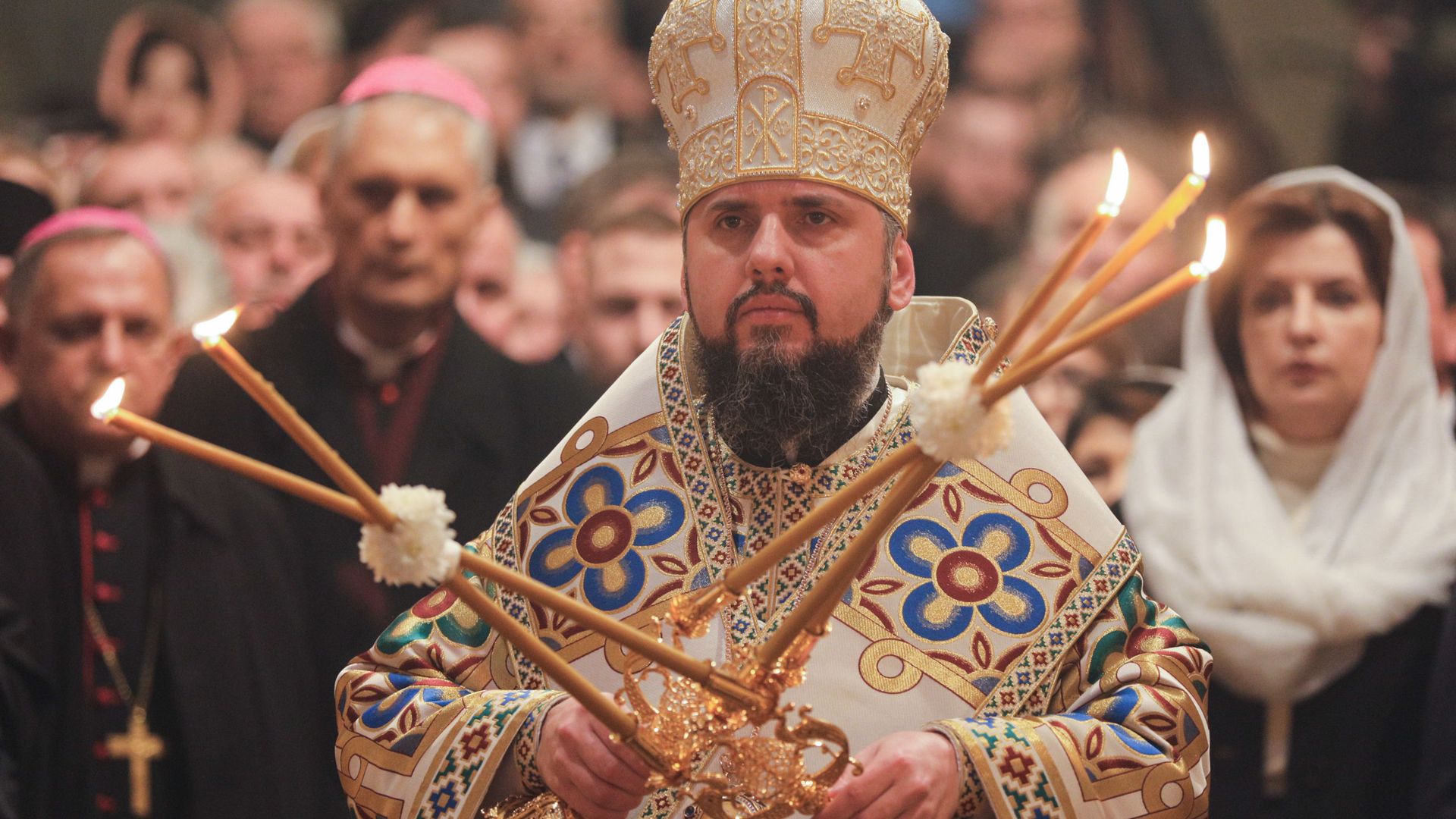 Глава новой церкви Украины Епифаний во время интронизации в Софийском соборе Киева, Украина Глава новой церкви Украины Епифаний во время интронизации в Софийском соборе Киева, Украина - РИА Новости, 1920, 30.03.2023