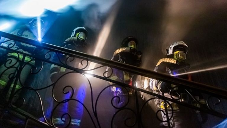 Пожар в жилом доме в центре Москвы