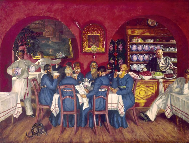 Репродукция картины Бориса Кустодиева Московский трактир, 1916 год