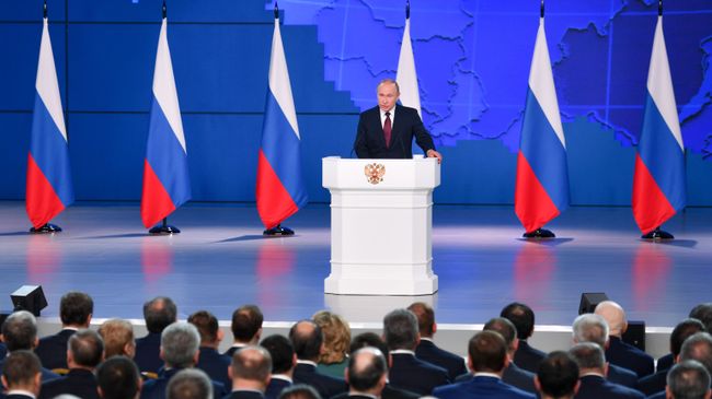 Президент РФ Владимир Путин выступает с ежегодным посланием Федеральному Собранию. 20 февраля 2019 Президент РФ Владимир Путин выступает с ежегодным посланием Федеральному Собранию. 20 февраля 2019