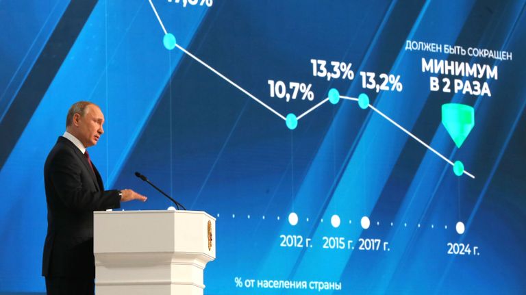 Президент РФ Владимир Путин выступает с ежегодным посланием Федеральному Собранию. 20 февраля 2019
