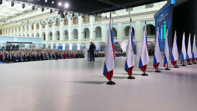 Президент РФ Владимир Путин выступает с ежегодным посланием Федеральному Собранию. 20 февраля 2019 Президент РФ Владимир Путин выступает с ежегодным посланием Федеральному Собранию. 20 февраля 2019