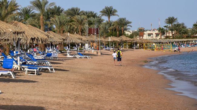 Отдыхающие на пляже в Шарм-эш-Шейхе Отдыхающие на пляже в Шарм-эш-Шейхе