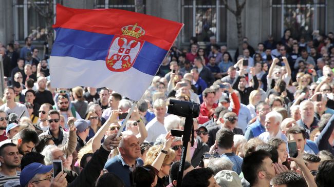 Акция протеста против президента Сербии Александра Вучича в Белграде Акция протеста против президента Сербии Александра Вучича в Белграде