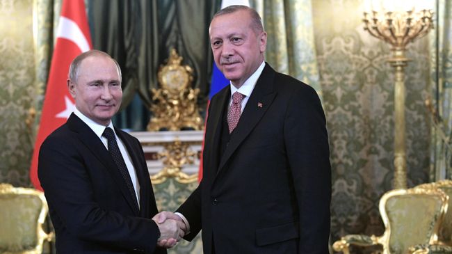 Президент России Владимир Путин и президент Турции Реджеп Эрдоган во время встречи в Москве. 8 апреля 2019 Президент России Владимир Путин и президент Турции Реджеп Эрдоган во время встречи в Москве. 8 апреля 2019