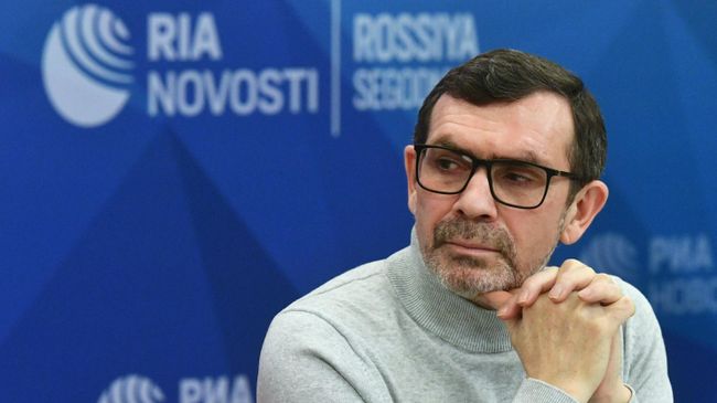 Автор текста диктанта этого года Павел Басинский во время пресс-конференции, посвященной Тотальному диктанту - 2019 